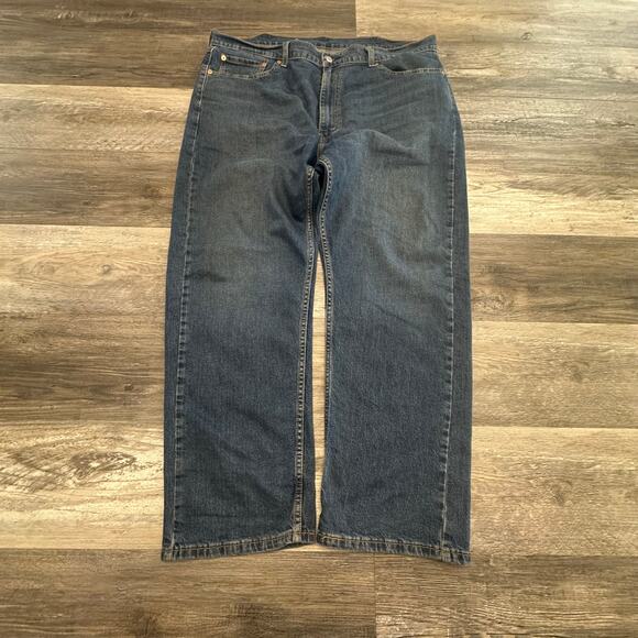 Levis 505 Red Tab Faded Mid Wash Blue Men 42x29 Straight Regular Fit Denim Jeans - Picture 1 of 13